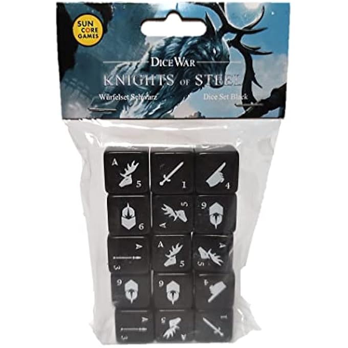 rayihni 211101 DICEWAR - KNIGHTS OF STEEL DICE SET BLACK (GERMAN/ENGLISH) - Image 1